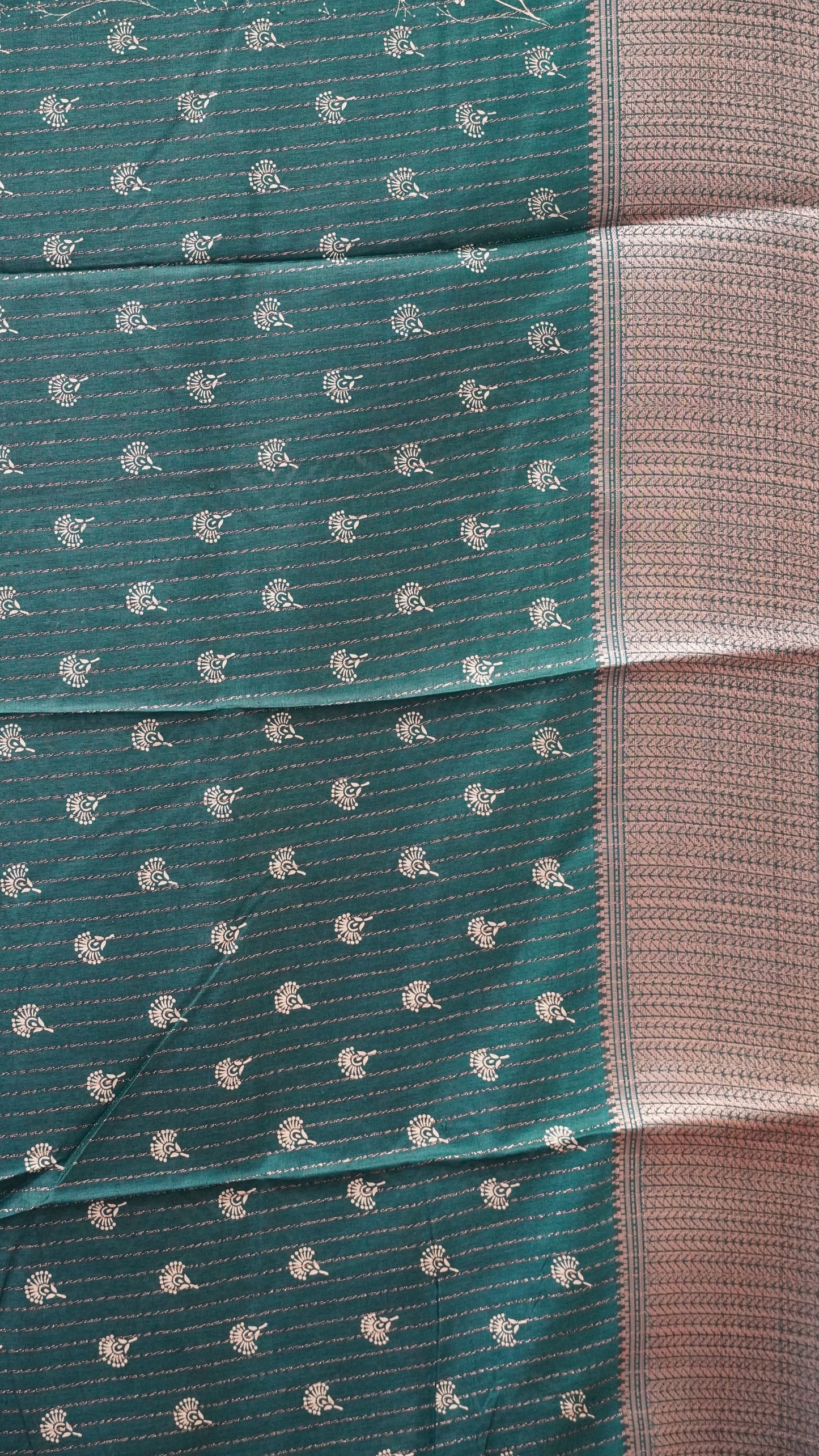 Dola Silk Saree Zari Lines-Dark Green