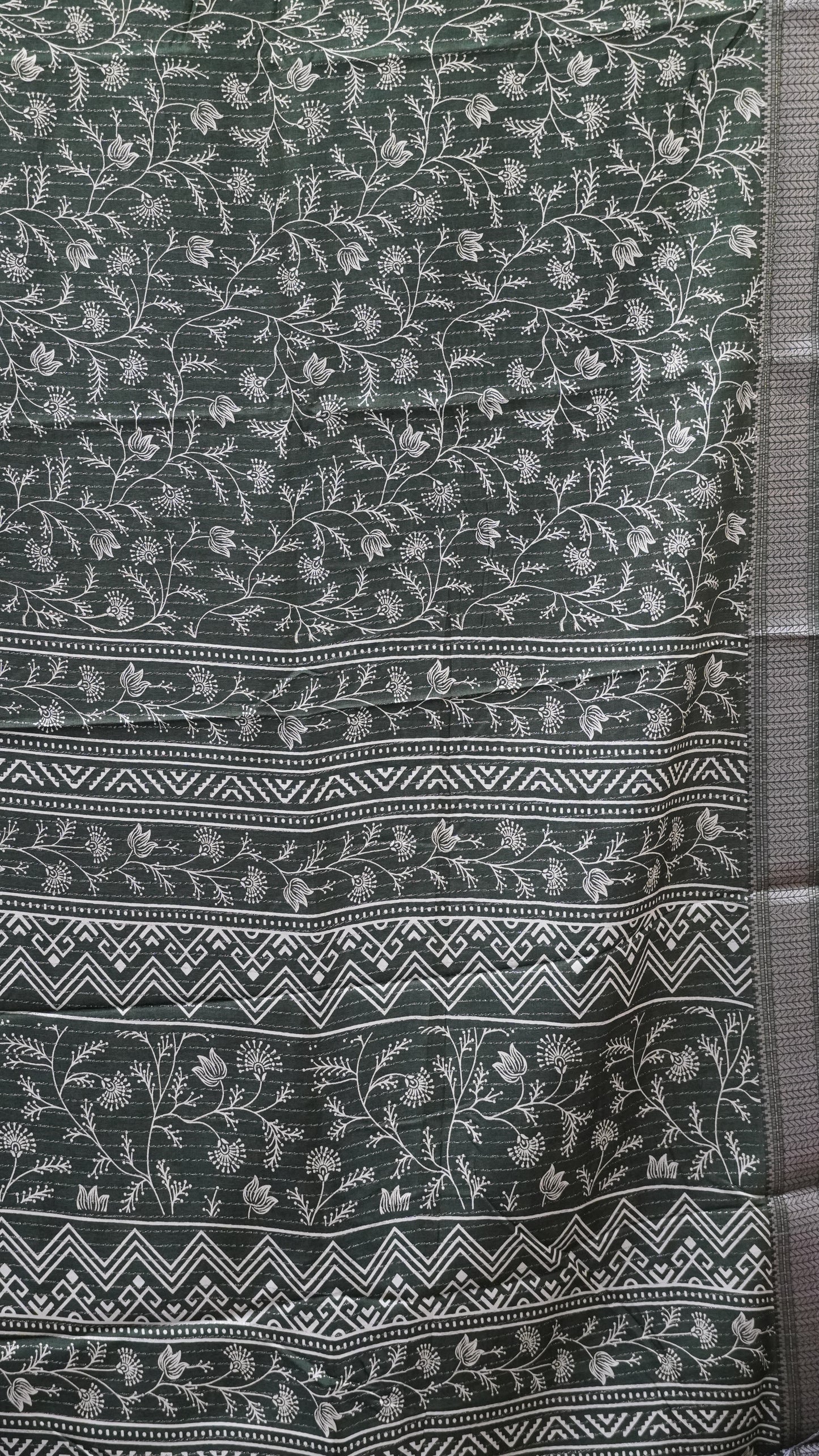 Dola Silk Saree Zari Lines-Green