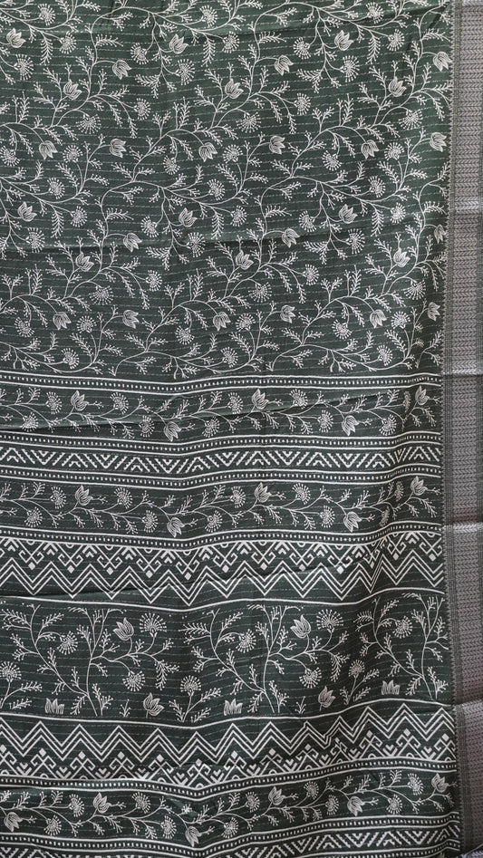 Dola Silk Saree Zari Lines-Green