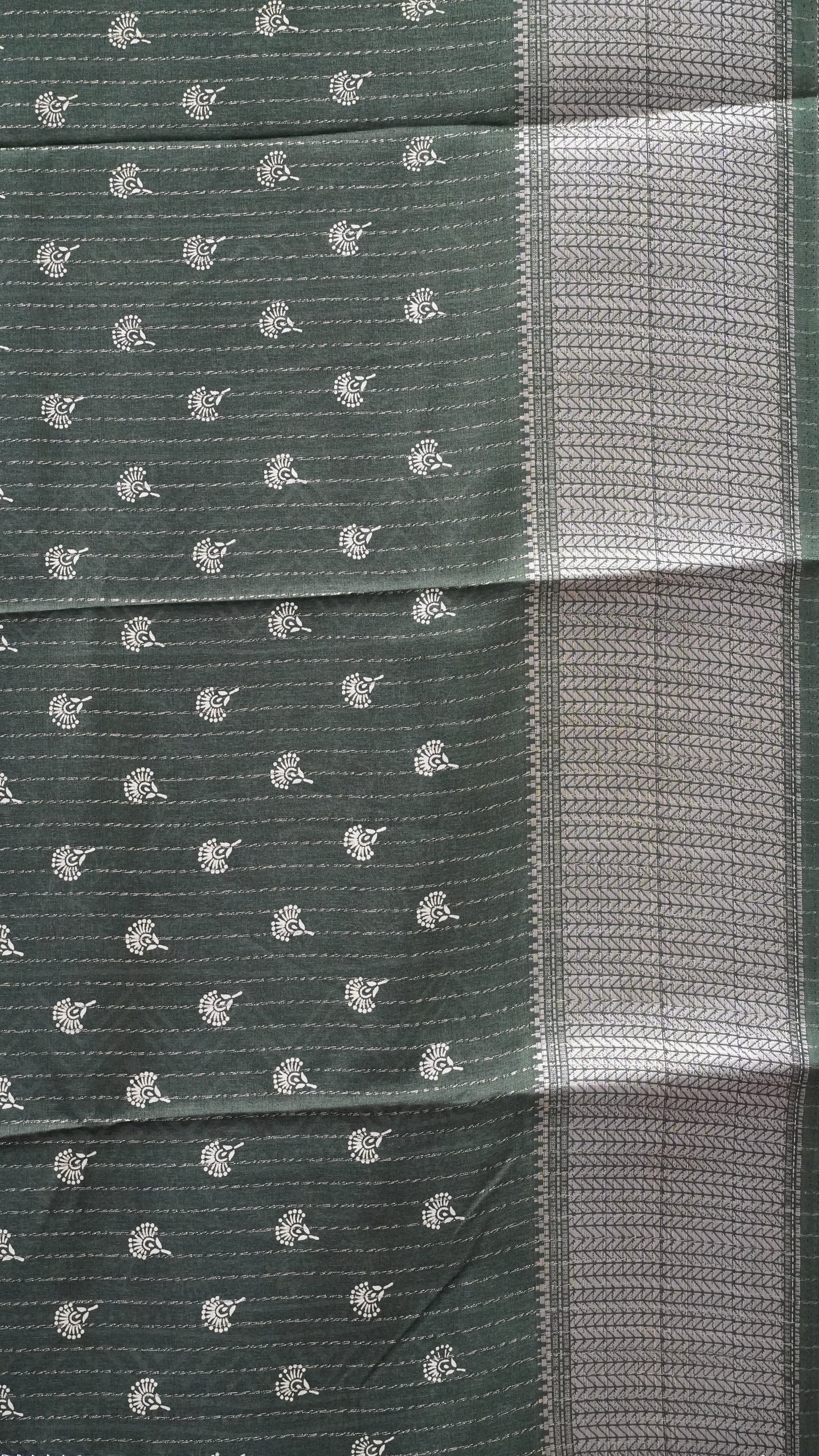 Dola Silk Saree Zari Lines-Green