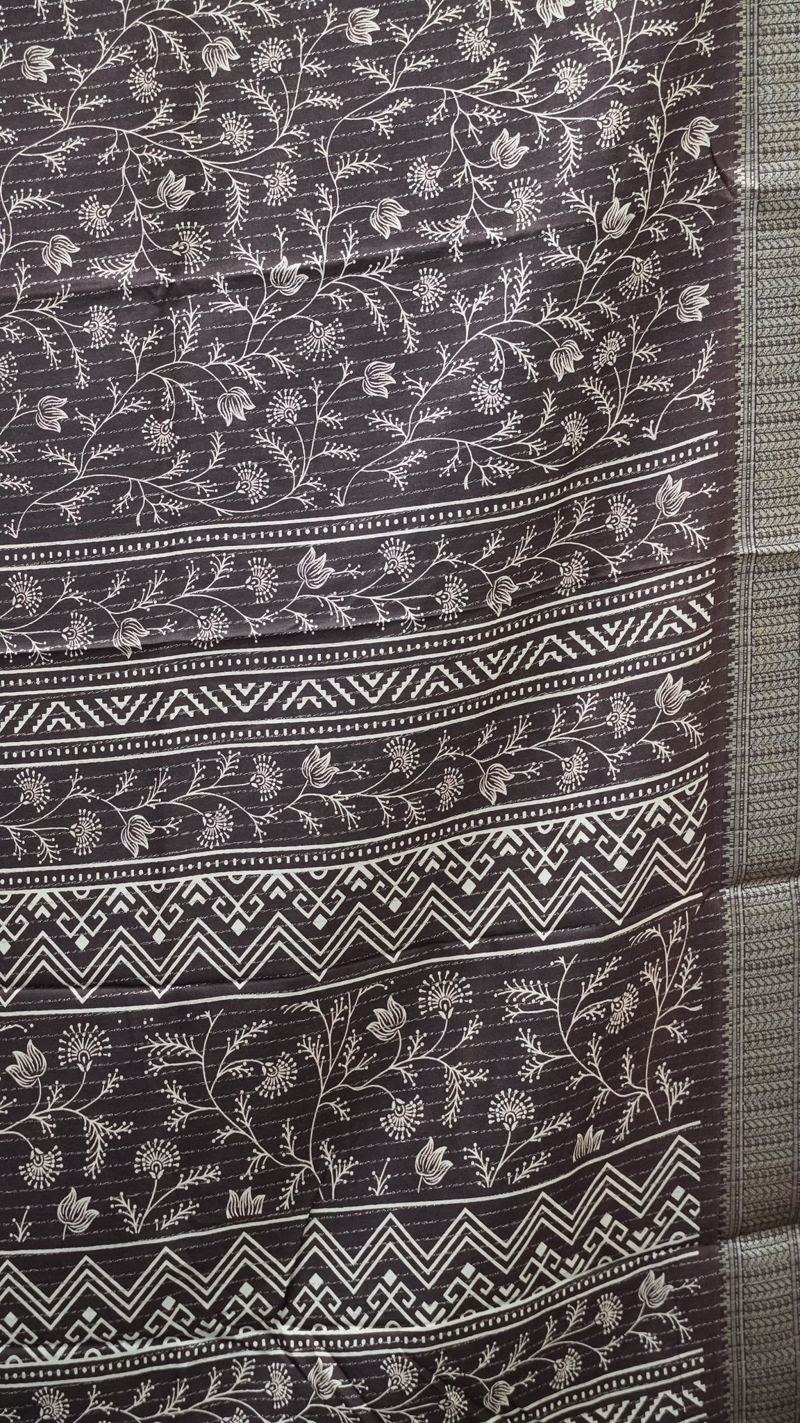 Dola Silk Saree Zari Lines-Brown