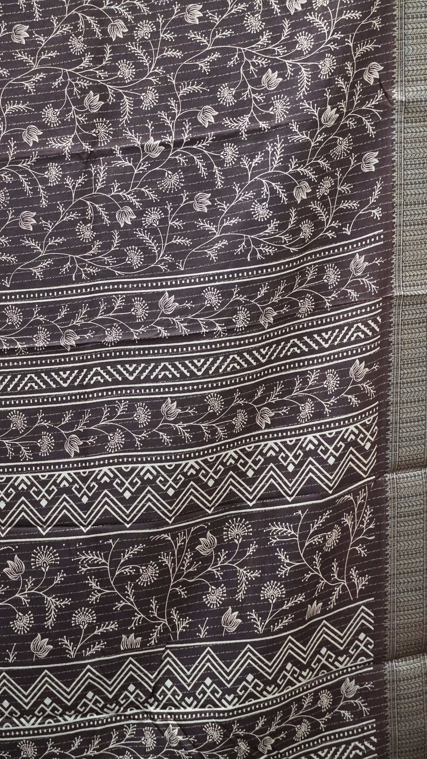 Dola Silk Saree Zari Lines-Brown