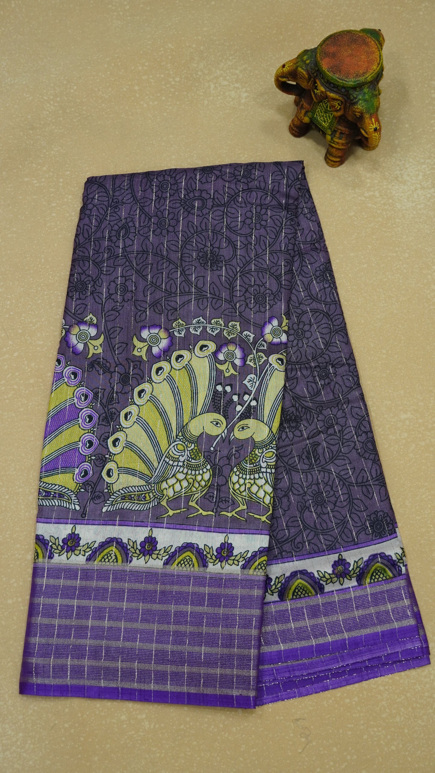 Dola Silk Saree Zari Lines-Voilet