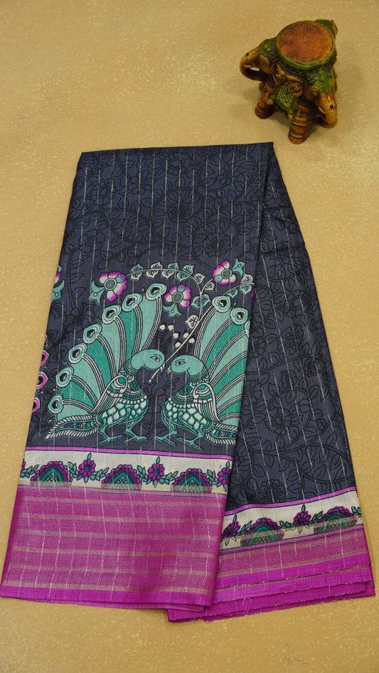 Dola Silk Saree Zari Lines-Magenta
