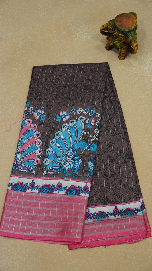 Dola Silk Saree Zari Lines-Pink