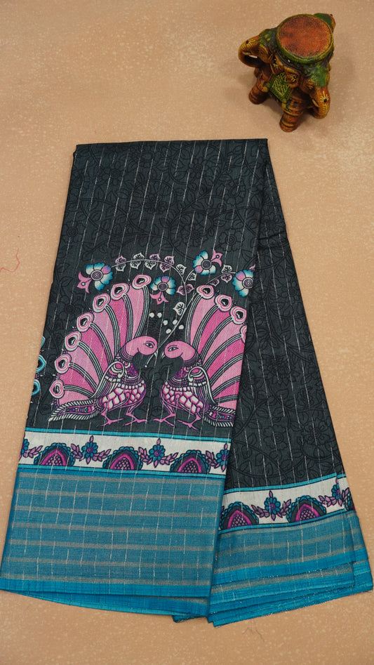 Dola Silk Saree Zari Lines-Blue