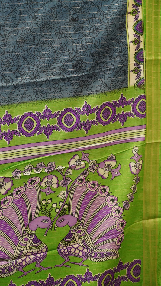 Dola Silk Saree Zari Lines-Green
