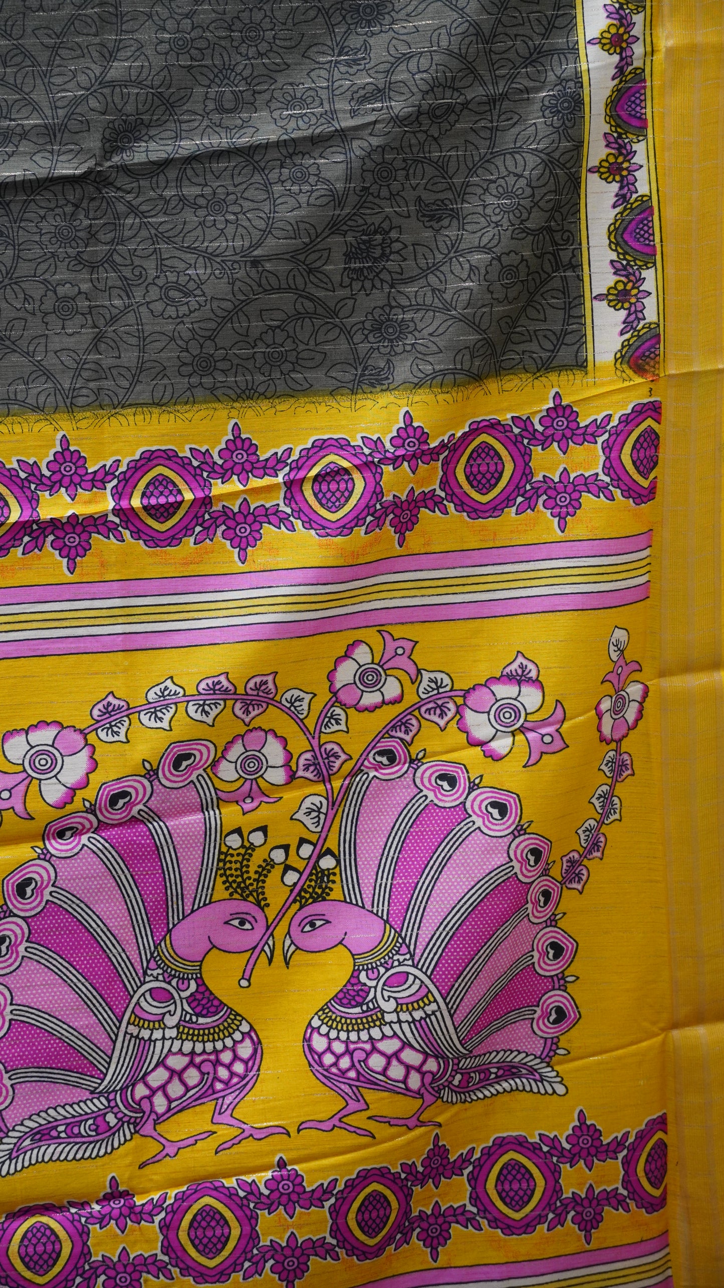 Dola Silk Saree Zari Lines-Mustard