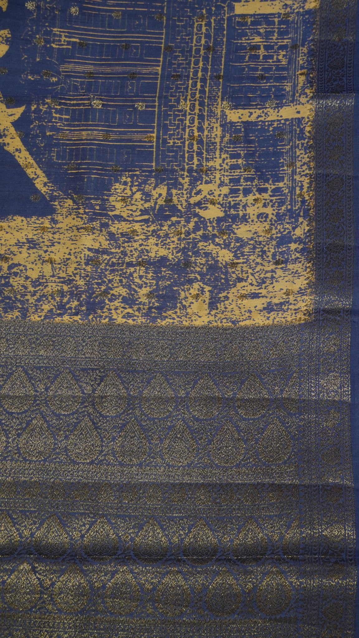 Pure Chiniya Silk Saree - Leheriya Pattern Blue