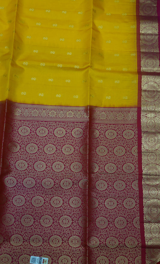 Pure Soft Silk- Small Butta Mango Yellow