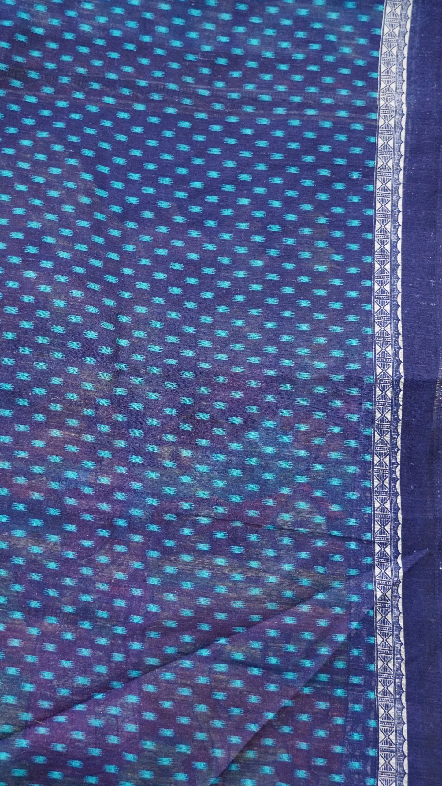 Jute Cotton Saree - Sky Blue