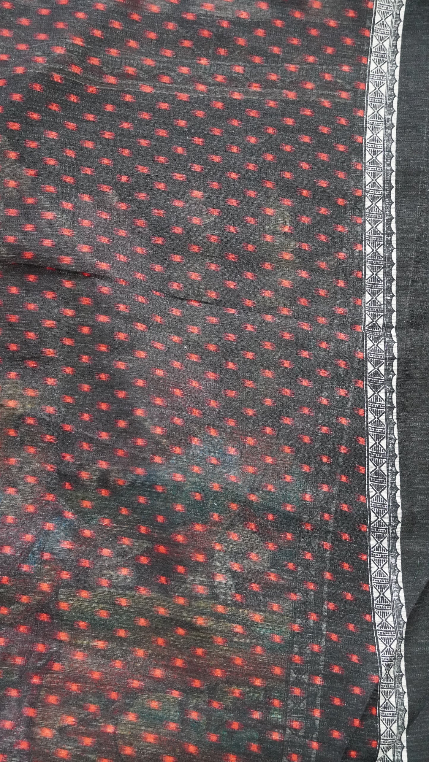 Jute Cotton Saree - Red