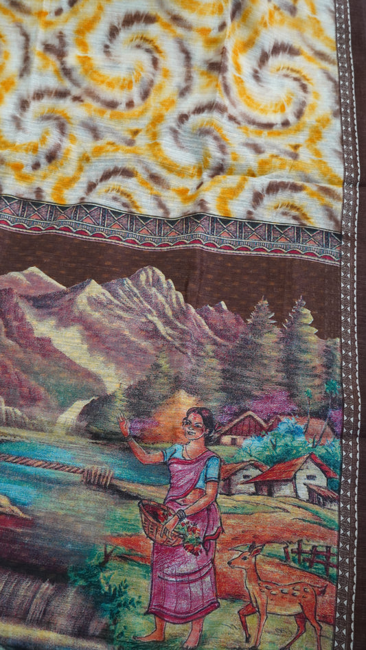 Jute Cotton Saree - Mustard