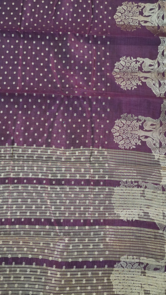 Semi Tussar - Deer Peacock Border Araku