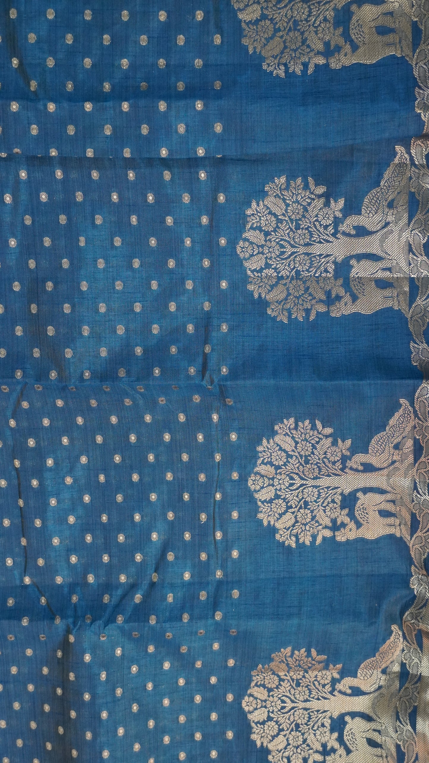 Semi Tussar- Peacock Blue