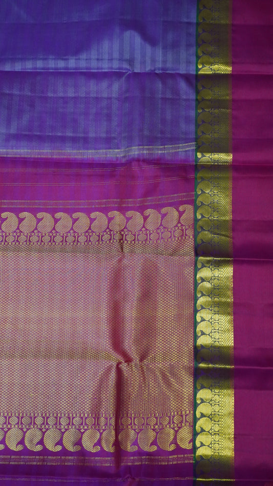 Pure Kanjivaram Silk Saree- Manga Border Purple