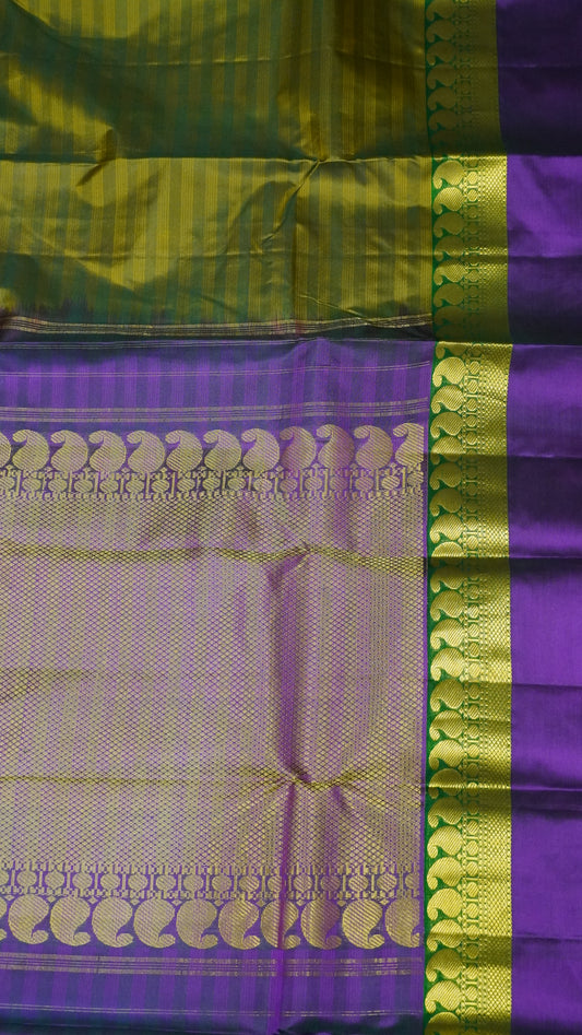 Pure Kanjivaram Silk Saree- Manga Border Sage Green