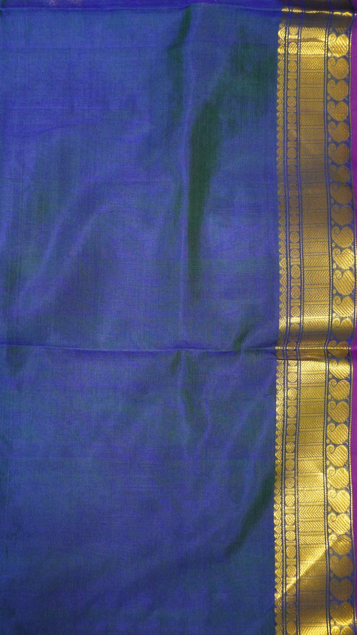 Pure Silk Cotton - Manga Border Peacock Blue