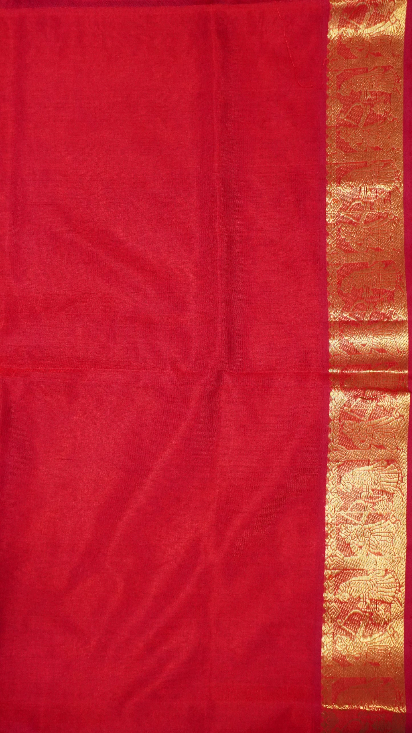 Pure Silk Cotton - Vaibhav Zari Border Red
