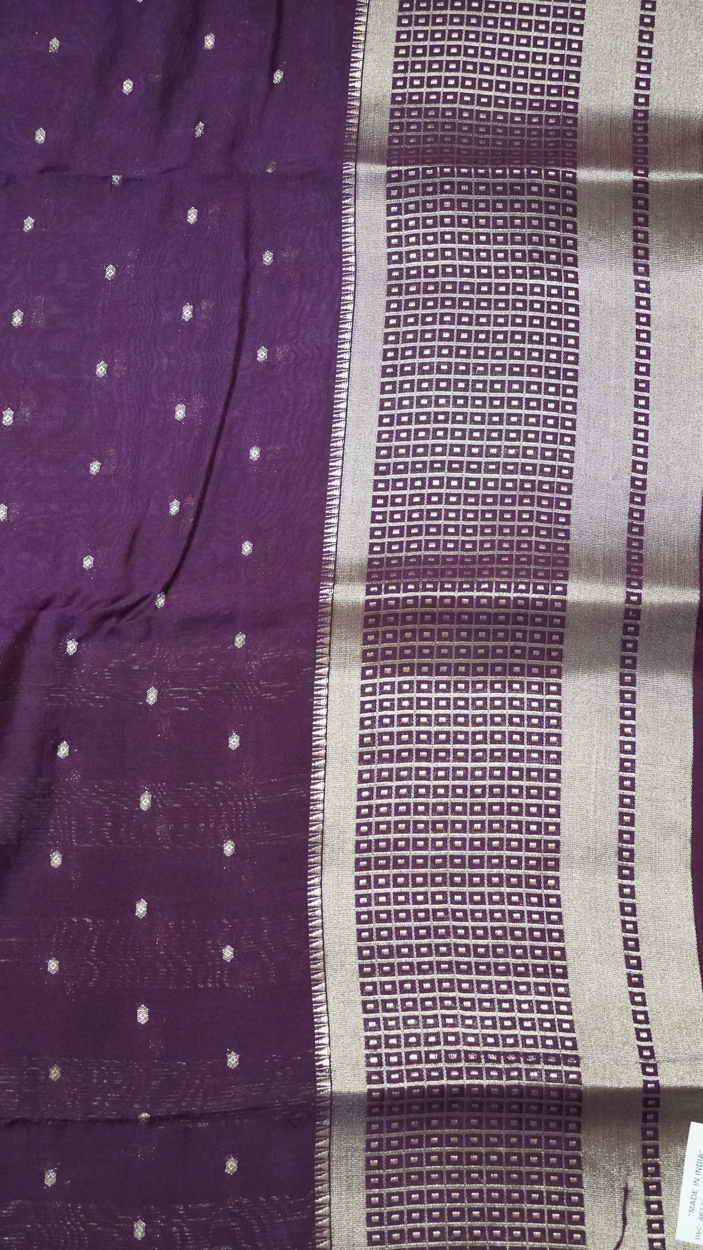 Viscose Saree - Mini Square Border Light Purple