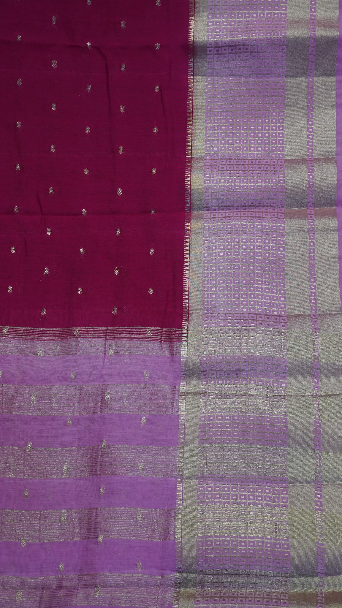Viscose Saree - Mini Square Border Rani Pink