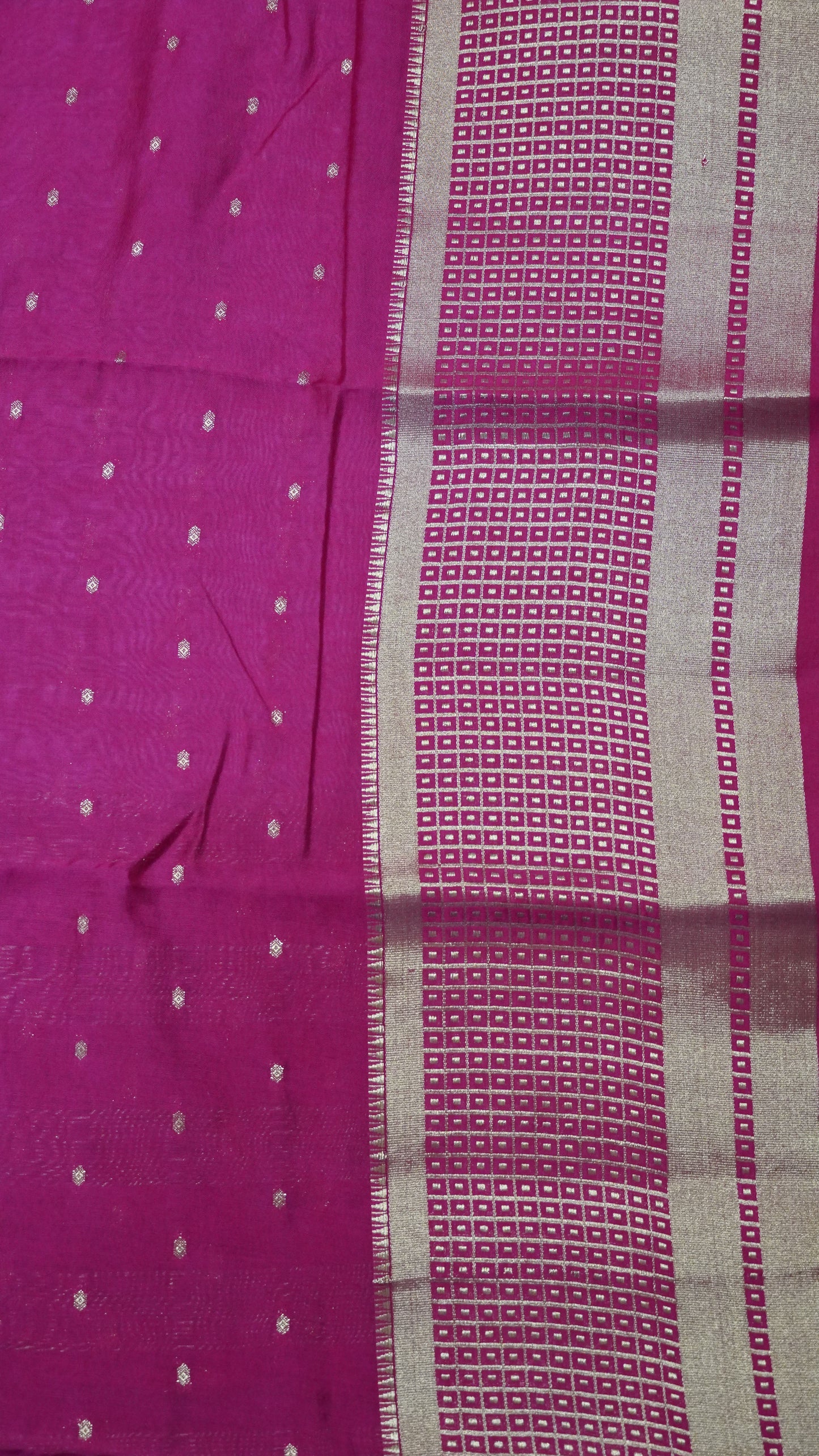 Viscose Saree - Mini Square Border Light Pink