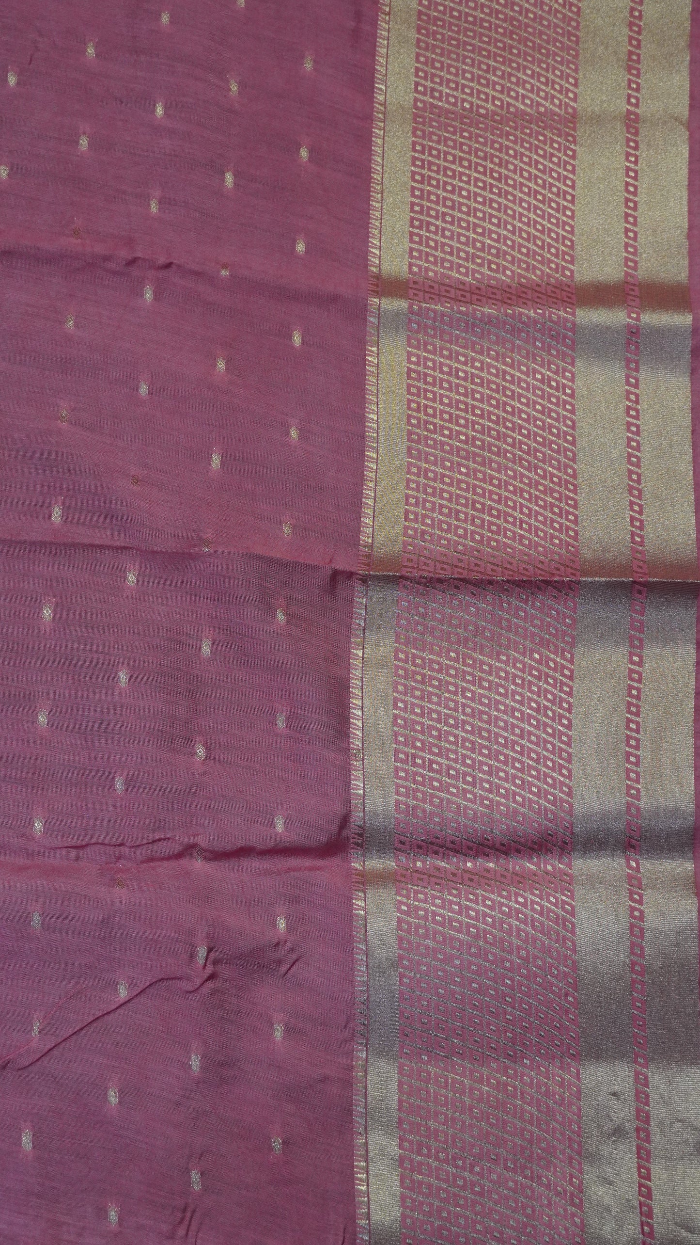 Viscose Saree - Mini Square Border Red