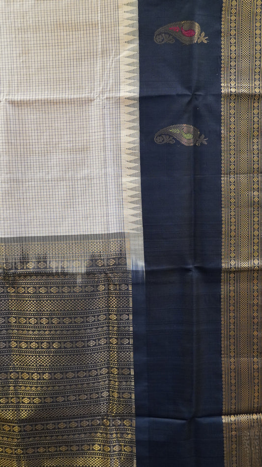 Pure Silk Cotton- Mini Checks Beige