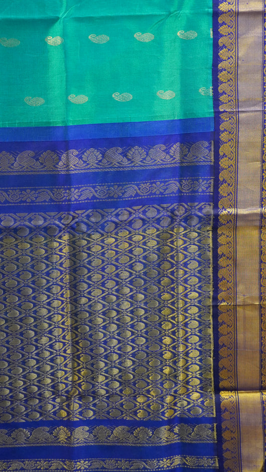 Pure Silk Cotton- Manga Butta Ramar Blue