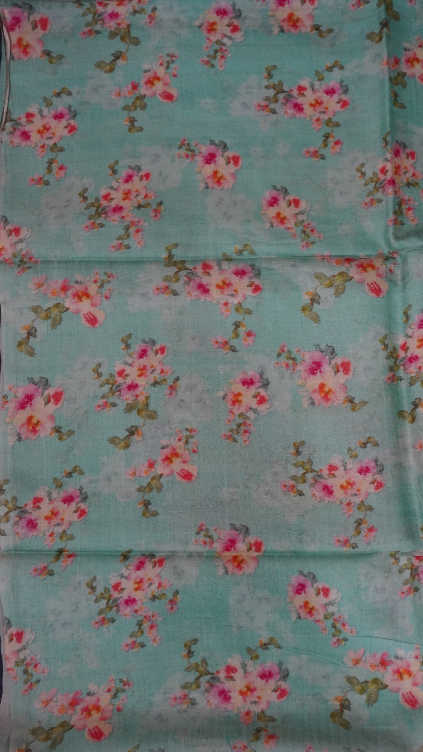 Pure Tussar Saree - Floral Sea Green