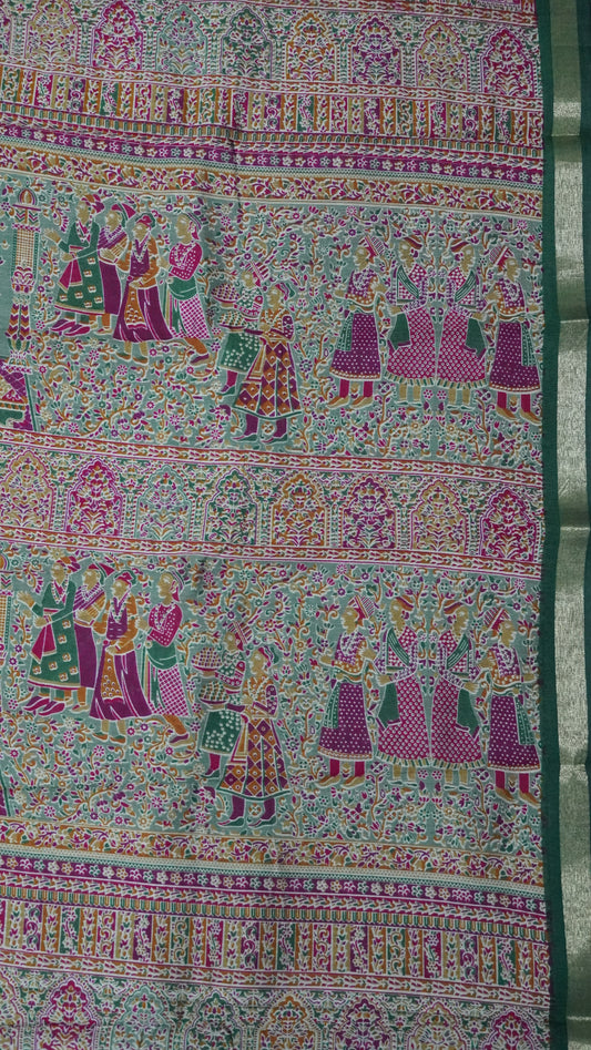 Malai Cotton Saree - Green