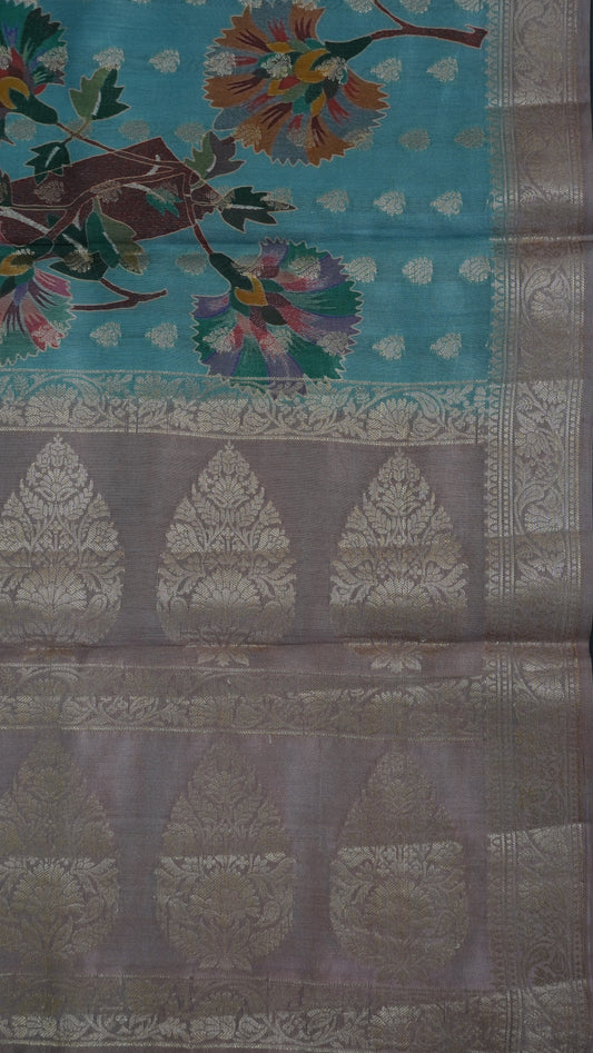 Pure Banarasi Saree Chiniya Silk - Sky Blue