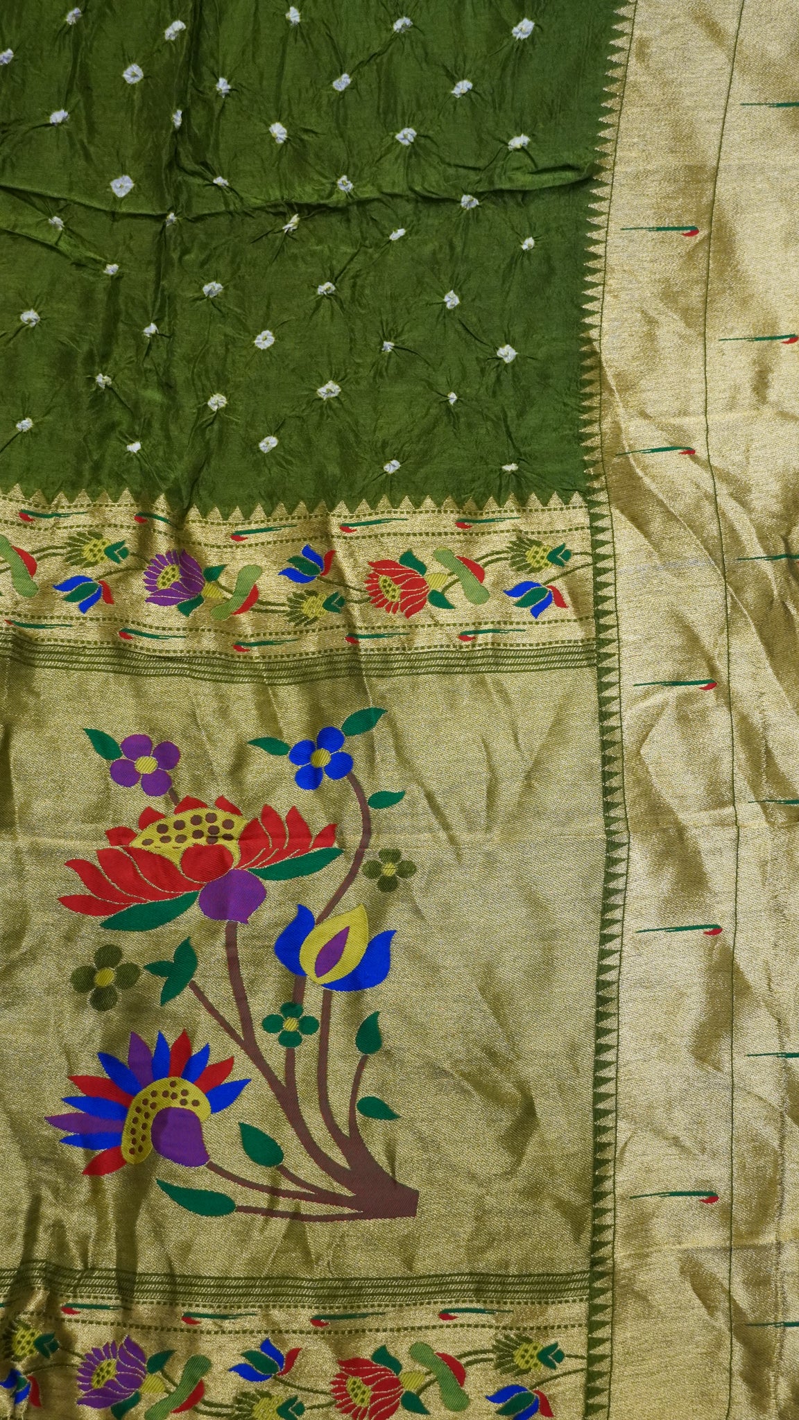 Crush Bandhini Saree - Paithani Gage Green