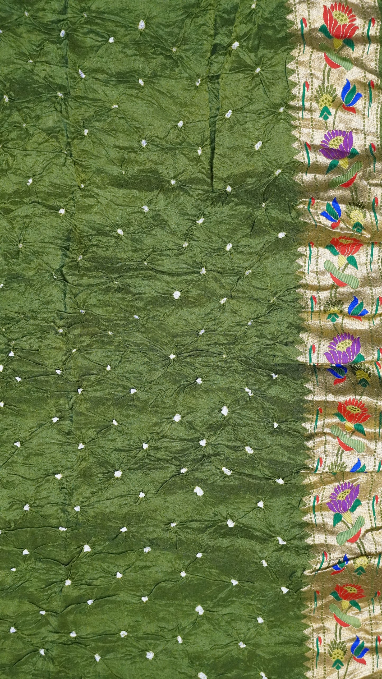 Crush Bandhini Saree - Paithani Gage Green