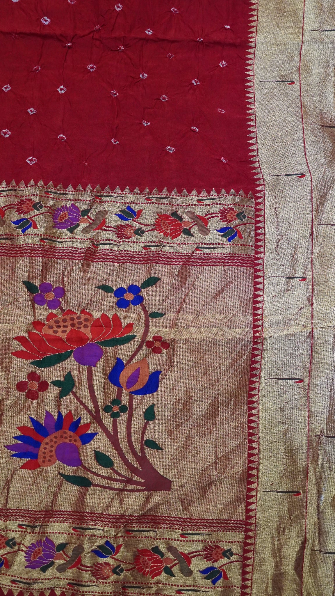 Crush Bandhini Saree - Paithani Red