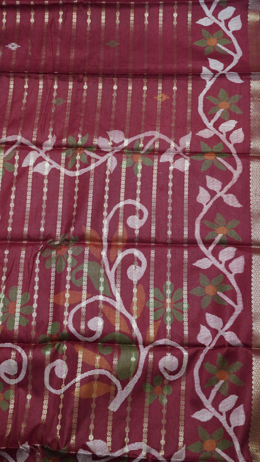 Dola Silk Saree - Body Zari Maroon