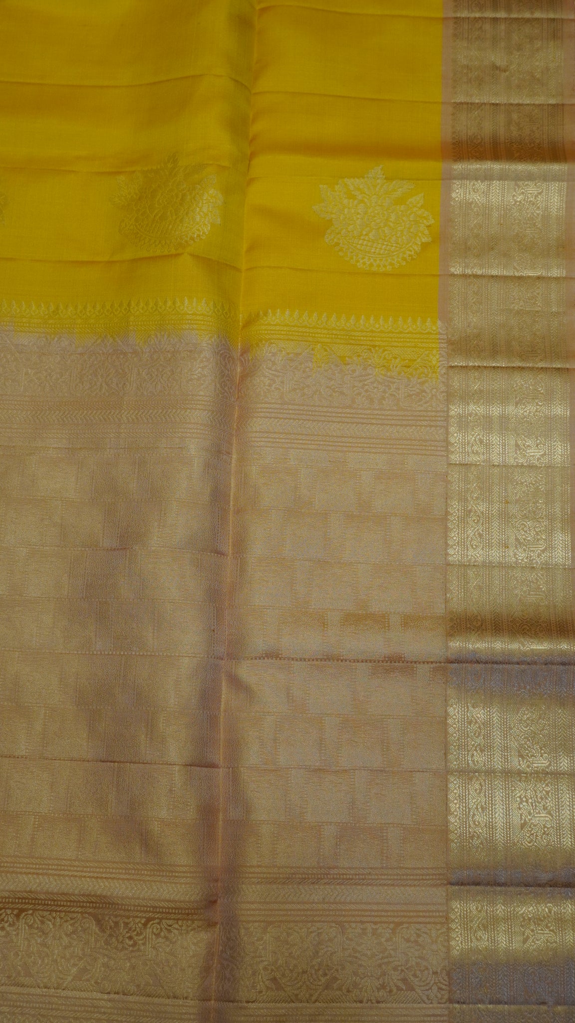 Pure Silk Saree - Mango Yellow-Pale Orange