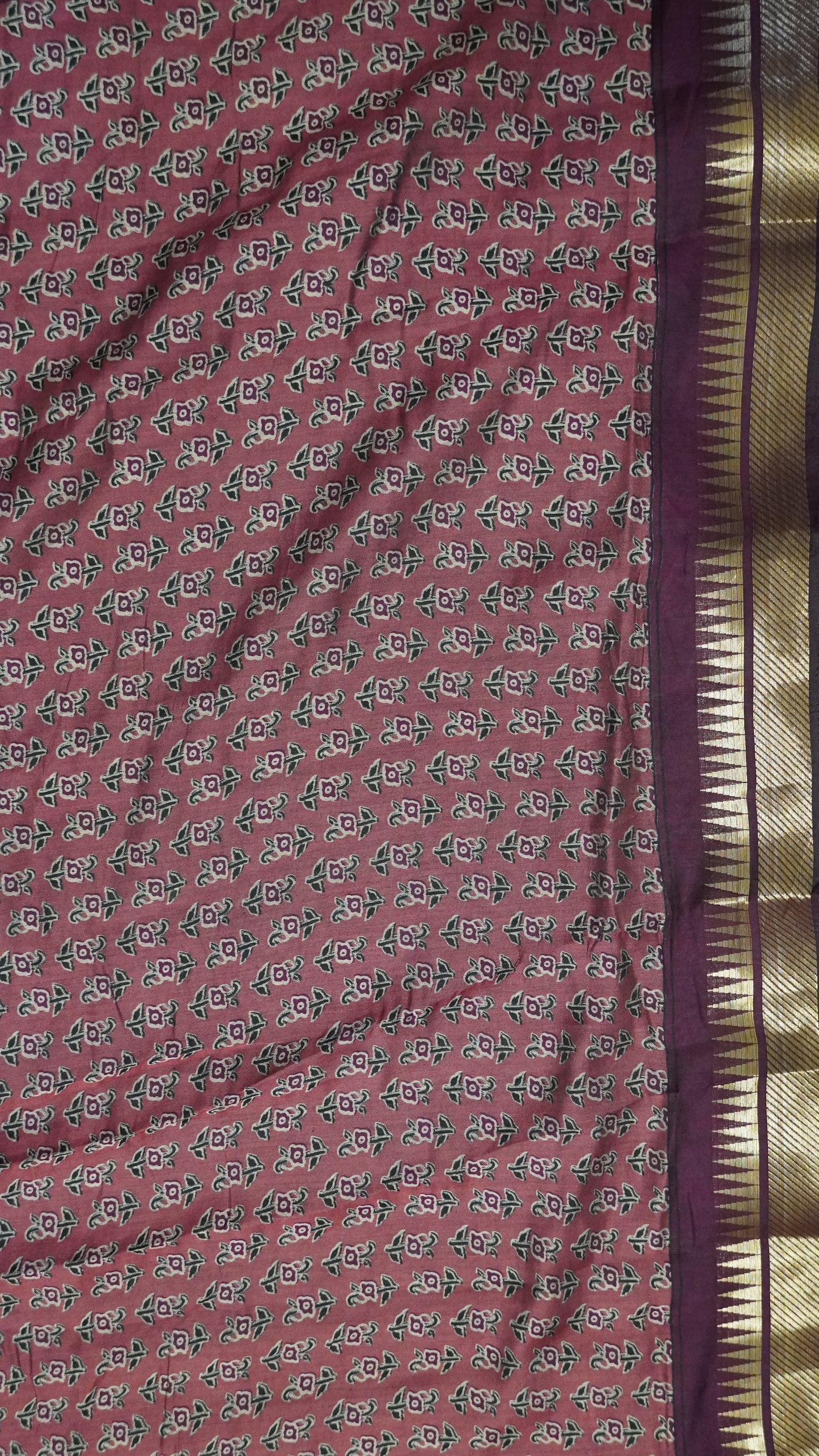 Malai Cotton Saree - Pichwai Muted Maroon