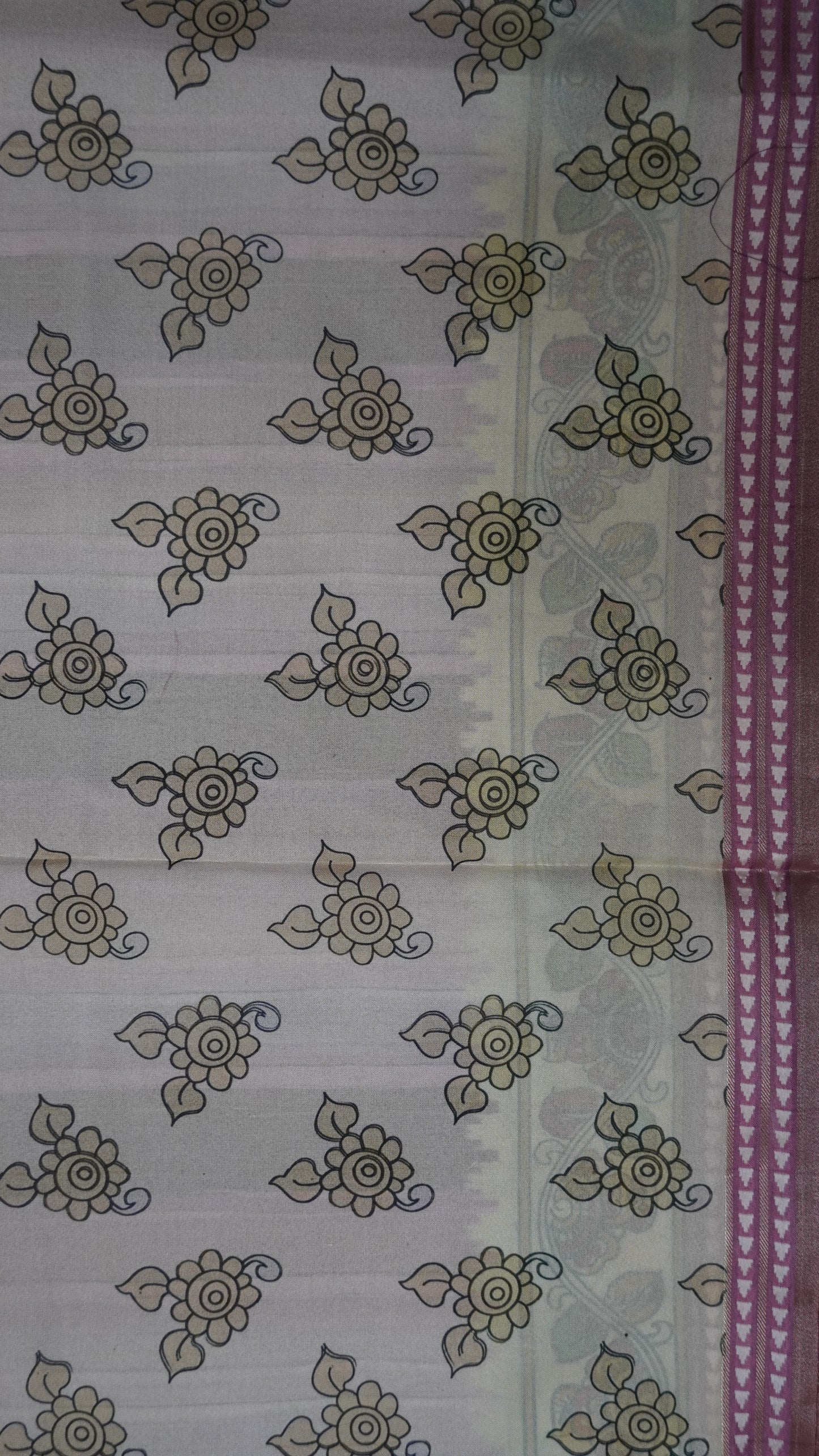Crepe Silk Saree-Purple with Kalamkari Border and Pallu