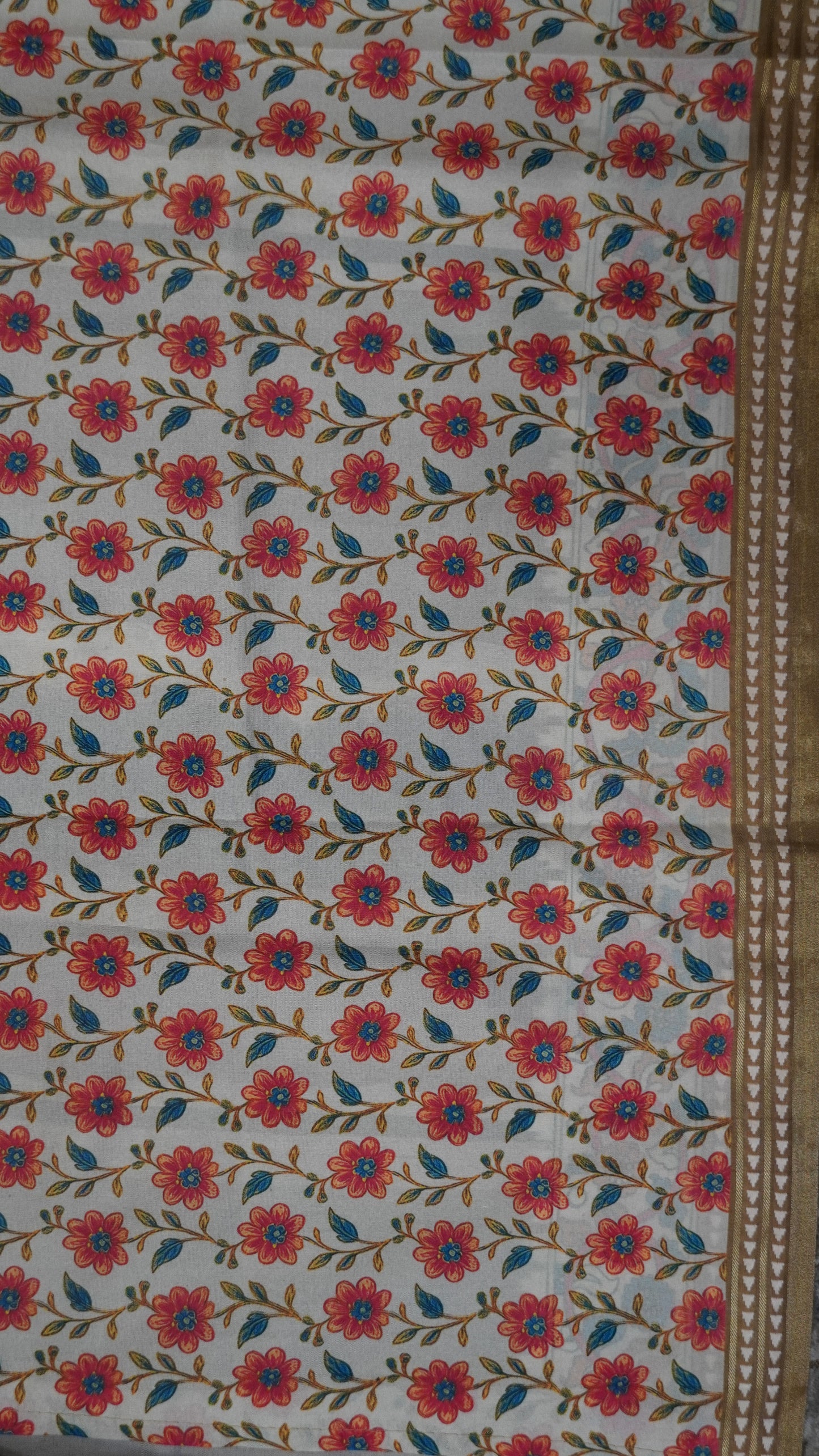 Crepe Silk Saree-Khaki with Kalamkari Border and Pallu