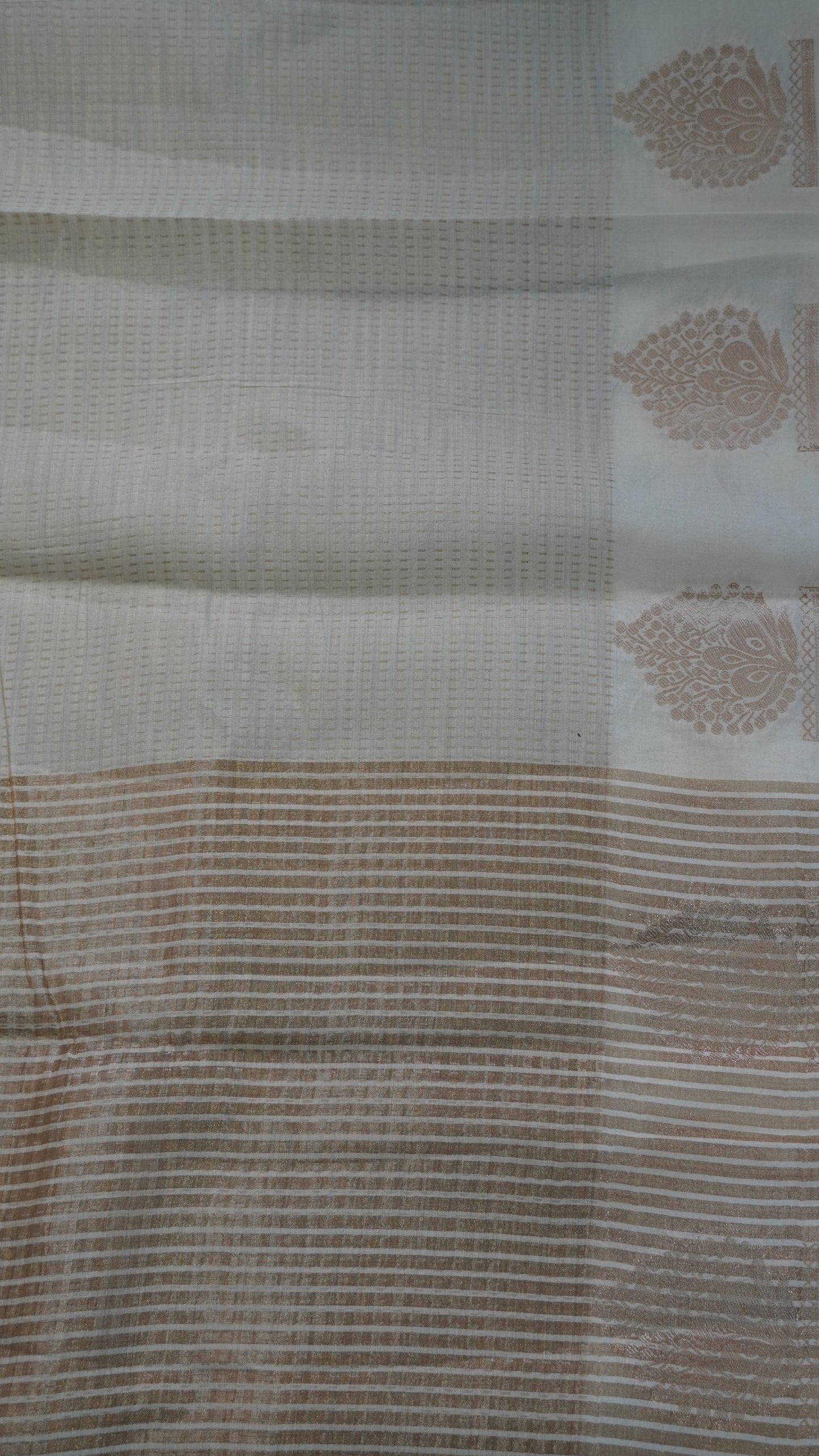 Semi Tussar- Mini Zari Lines Off White