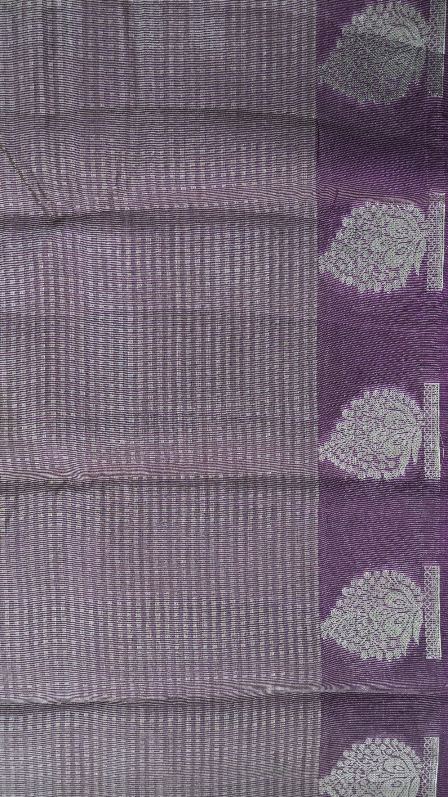 Semi Tussar- Mini Zari Lines Wine