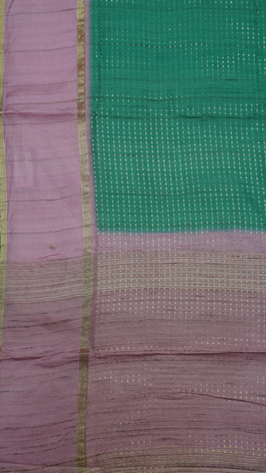 Semi Tussar Saree - Mini Zari Sea Green