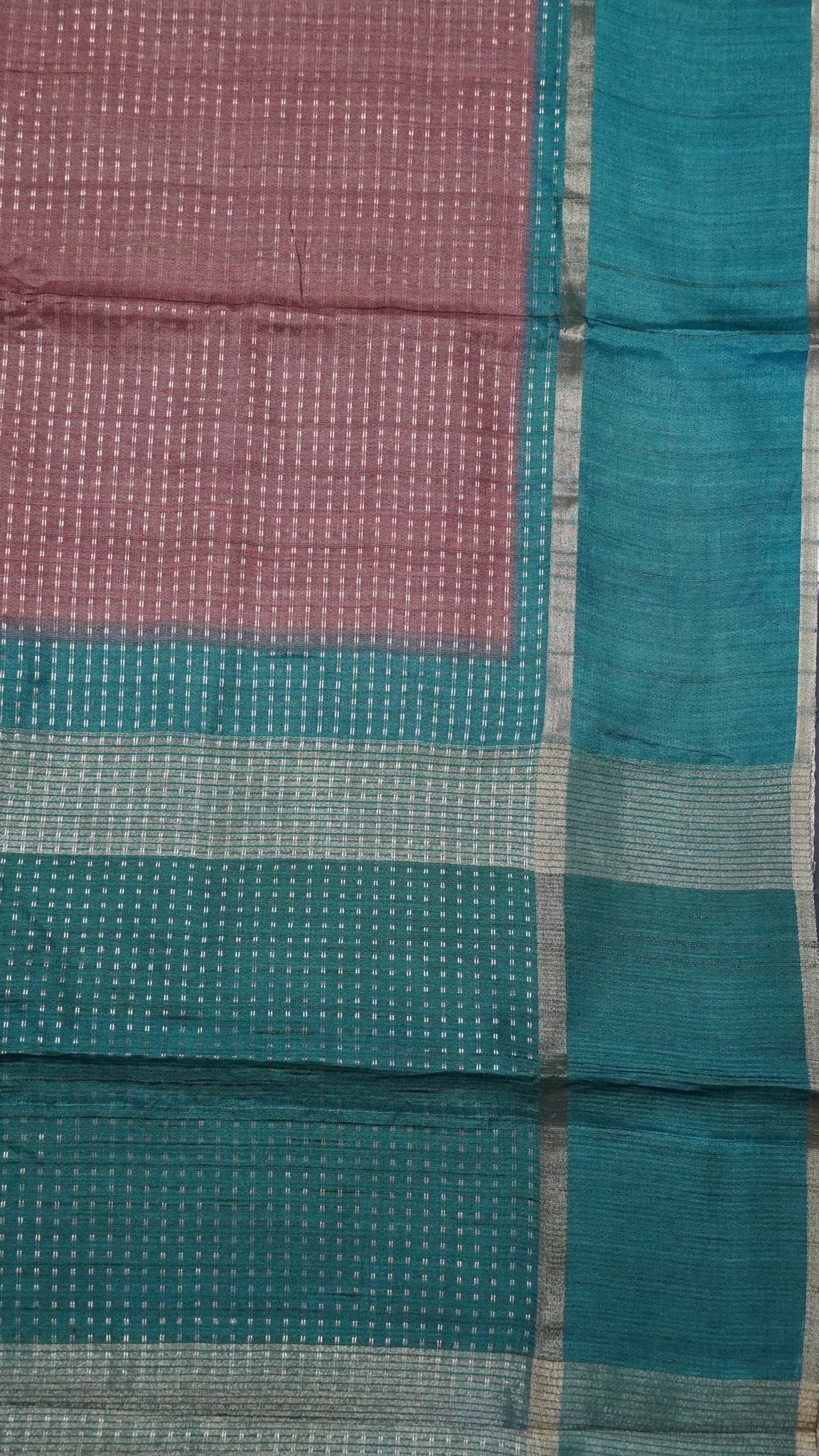 Semi Tussar Saree - Mini Zari Light Brown