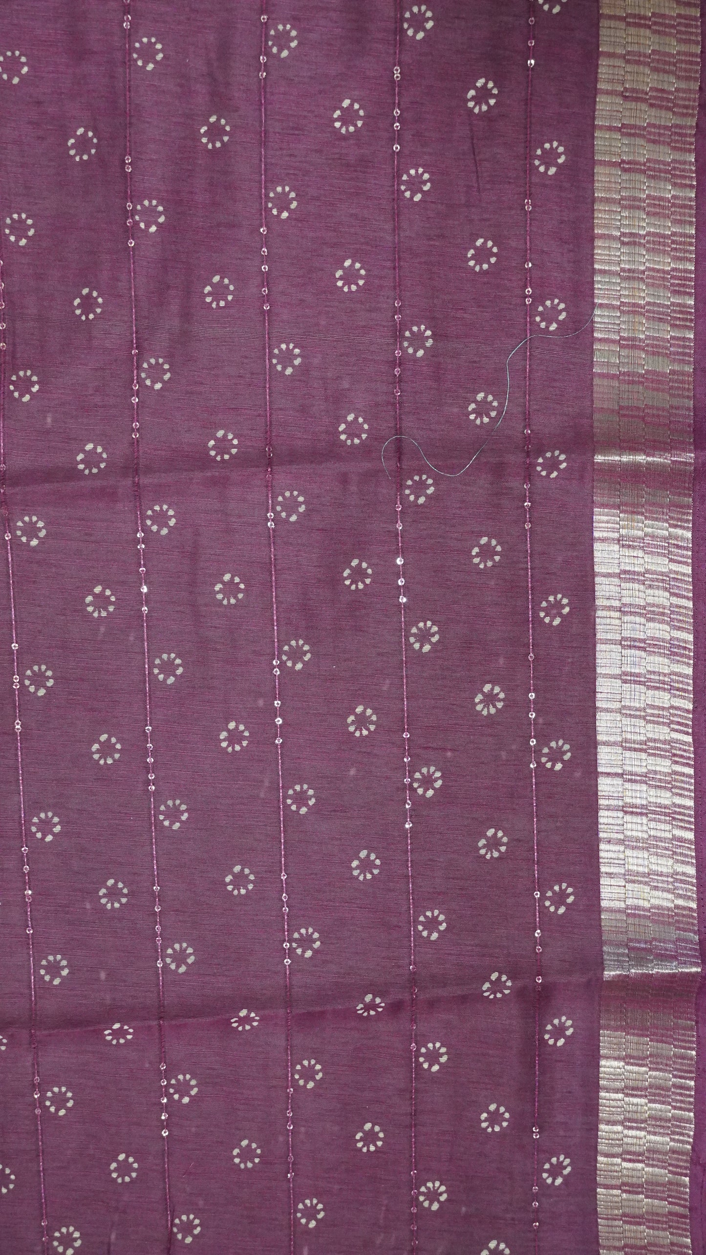 Semi Chanderi Saree -Kolam Sequence Light Wine