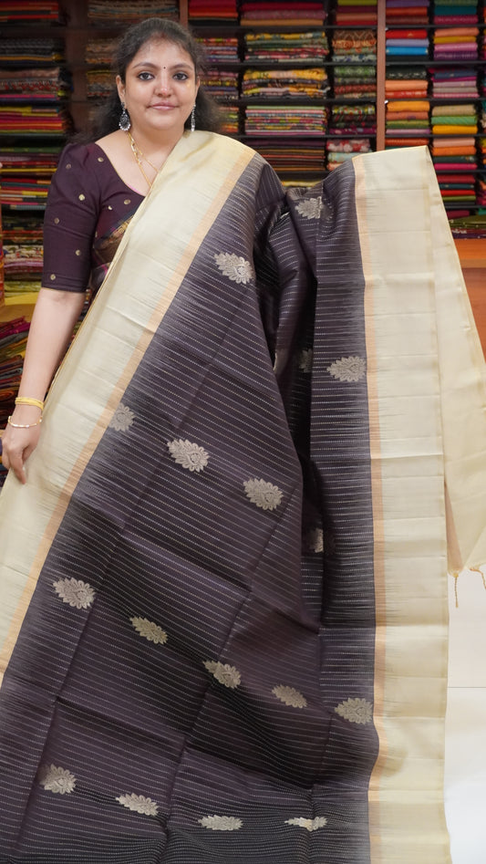 Pure Soft Silk Saree - Brown-Beige