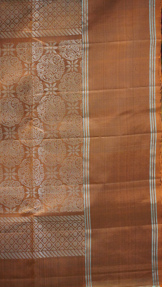 Pure Soft Silk Saree - Black-Brick Red