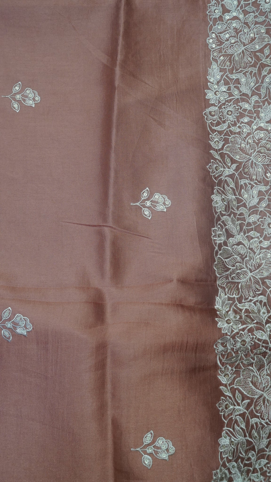 Pure Tussar Saree - Twin Bird Pale Orange