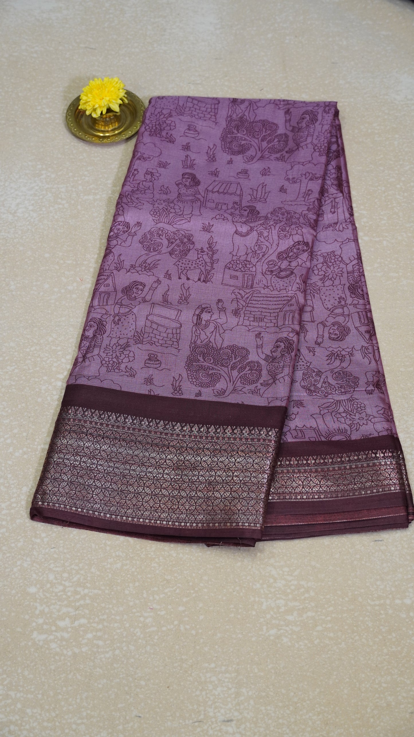 Dola Silk Saree Figure Print Pink