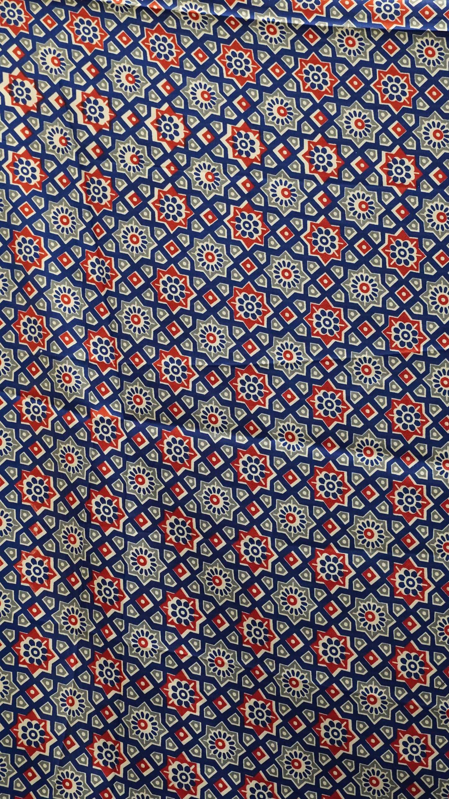 Modal Satin Saree with Ajrakh Blouse - Blue